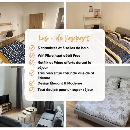 Bel Appart' 3 3 Sdb Au Centre-ville St Etienne Apartmán